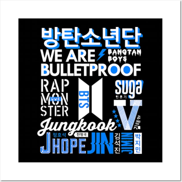 BTS Font Collage Wall Art by hallyupunch